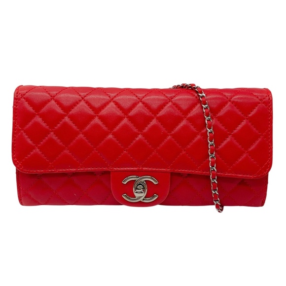 CHANEL RED CLASSIC QUILTED LEATHER CHAIN STRAP FLAP HANDBAG - Picture 1 of 15